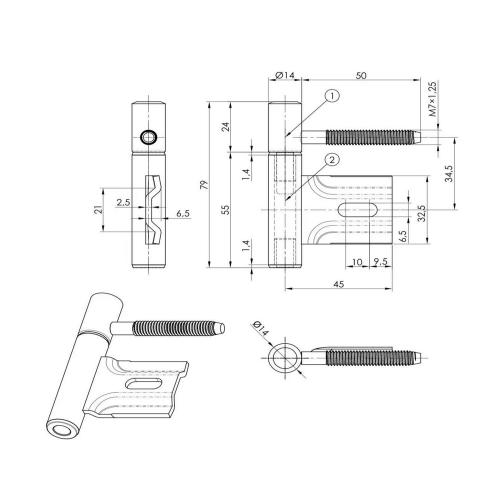 Noxxa inboorpaumelle - vernikkeld - 75x14 mm - voor Polynorm Theuma Monoplus montagekozijn product photo https://media.isero.nl/Isero-IseroNL-Site/images/L/2694755_5.jpg L