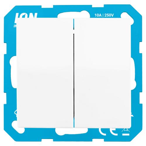 Ion basisunit schakelaar inbouw incl. wip 2x wissel alpin wit V1,J1 serie 10.300.050 + 20.300.114 in Doosje product photo