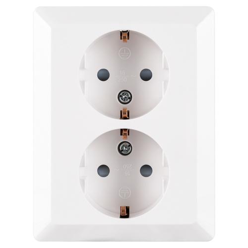 Ion wandcontactdoos inbouw 2 voudig m/ra alpin wit V1,J1 serie 10.300.714 in Doosje Half Opbouw product photo