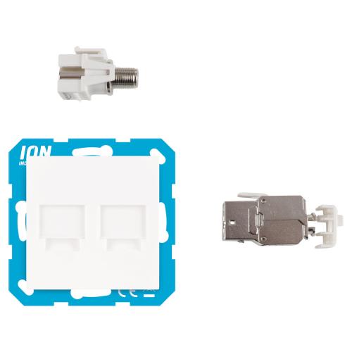 Ion wandcontactdoos inbouw 1 voudig 1xTV/1x Cat 6 alpin wit V1,J1 serie 13.300.014 in Dsje Modulair Recht product photo https://media.isero.nl/Isero-IseroNL-Site/images/L/2702763_4.jpg L