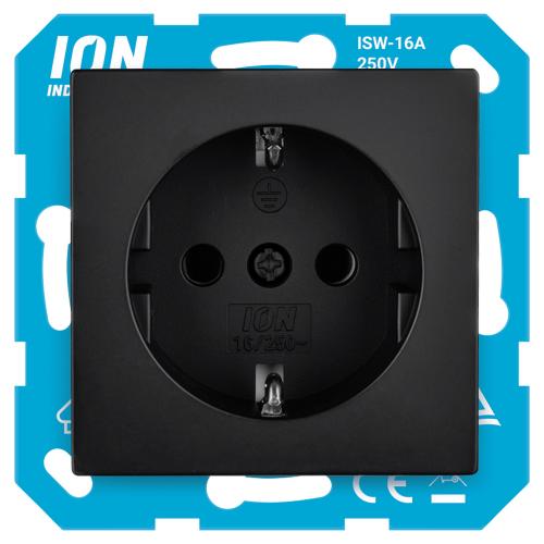 Ion wandcontactdoos inbouw 1 voudig m/ra mat zwart V1,J1 serie 10.100.011 in Doosje product photo