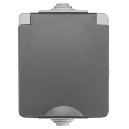 Ion wandcontactdoos opbouw 1 voudig ra grijs/antraciet Spatwaterdicht IP55 Grijs/Antrac. 55.100.070 product photo