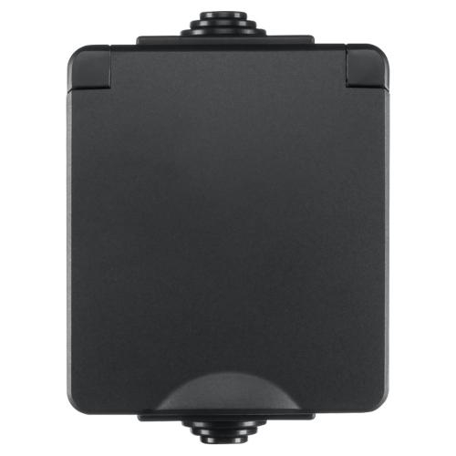 Ion wandcontactdoos opbouw 1 voudig randaarde zwart Spatwaterdicht IP55 Zwart 55.200.070 product photo