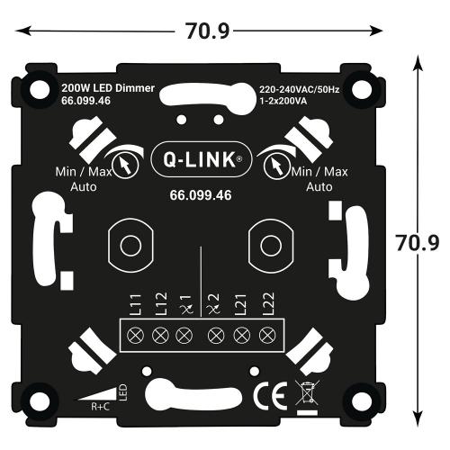 Q-Link dimmer inbouw v/alle dimbare lichtbronnen + afdekplaat zwart 2-200w Led druk wissel dubbel Zwart product photo https://media.isero.nl/Isero-IseroNL-Site/images/L/2727350_4.jpg L
