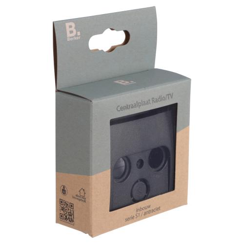 Hager Berker centraalplaat inbouw voor radio/TV/Sat antraciet serie S1 Ral 7021 in duurzaam doosje product photo https://media.isero.nl/Isero-IseroNL-Site/images/L/2730862_1.jpg L