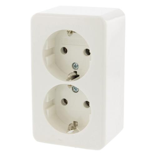 Hager Berker wandcontactdoos opbouw 2 voudig met randaarde polarwit Opbouw AP Ral 9010 product photo