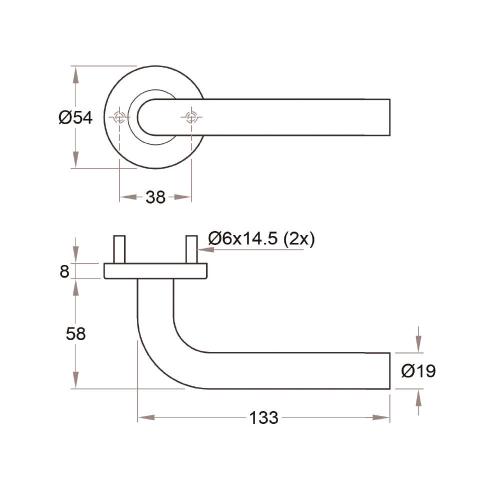 Noxxa deurkruk op rond rozet - L-model - RVS mat geborsteld zwart - vastdraaibaar en geveerd - deurdikte 37-47mm - DIN links/rechts product photo https://media.isero.nl/Isero-IseroNL-Site/images/L/2758447_5.jpg L