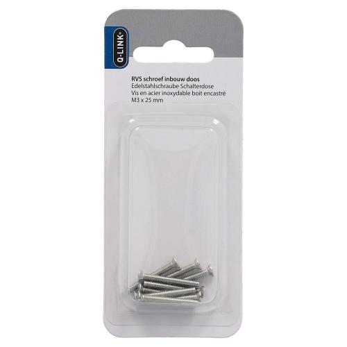 Q-Link metaalschroef rvs voor inbouwdoos verpakking 10st M3x25mm (Din 963) product photo https://media.isero.nl/Isero-IseroNL-Site/images/L/2801556_1.jpg L