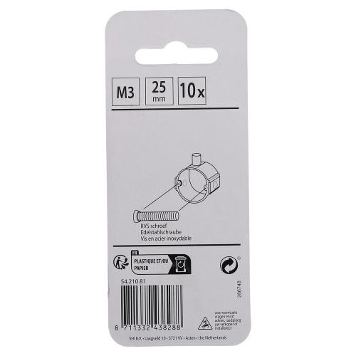 Q-Link metaalschroef rvs voor inbouwdoos verpakking 10st M3x25mm (Din 963) product photo https://media.isero.nl/Isero-IseroNL-Site/images/L/2801556_3.jpg L