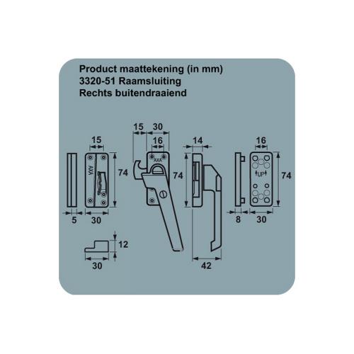 Veiligheids raamsluiting met nok en opbouw sluitkom en knop SKG1 F2 RS 3320 product photo https://media.isero.nl/Isero-IseroNL-Site/images/L/306101_1.jpg L