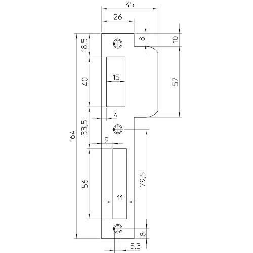 Nemef sluitplaat ten behoeve van smalslot 8691 din links product photo