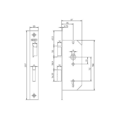 Glasdeurslot 35mm din links product photo