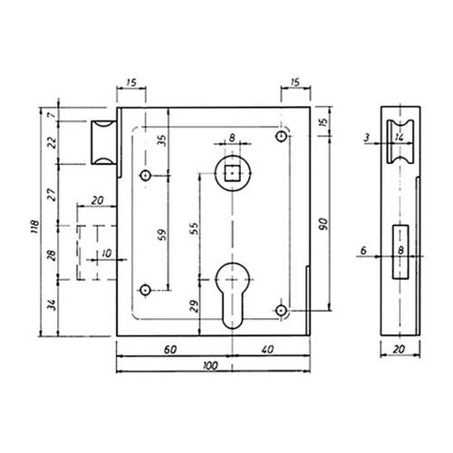 Kelderbandslot met kruk-pc gat product photo