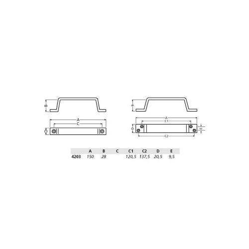 Handgreep aluminium 150mm (PLAT) product photo https://media.isero.nl/Isero-IseroNL-Site/images/L/330113_1.jpg L