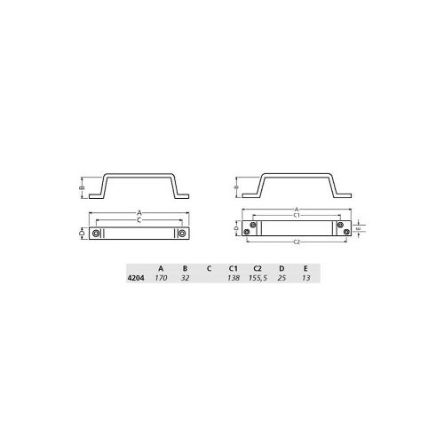 Handgreep aluminium 170mm (PLAT) product photo https://media.isero.nl/Isero-IseroNL-Site/images/L/330114_1.jpg L
