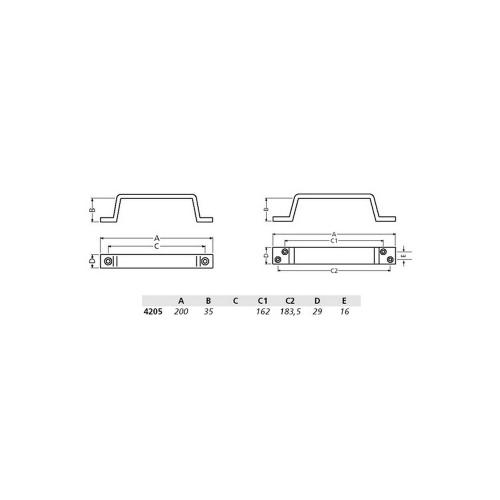 Handgreep aluminium 200mm (PLAT) product photo https://media.isero.nl/Isero-IseroNL-Site/images/L/330115_1.jpg L