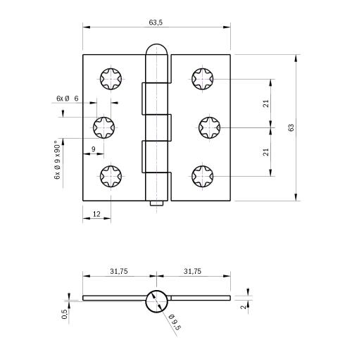 Noxxa scharnier ongelagerd - rvs gepolijst - 63x63x2mm - rechte hoek - bolkop product photo https://media.isero.nl/Isero-IseroNL-Site/images/L/331389_5.jpg L