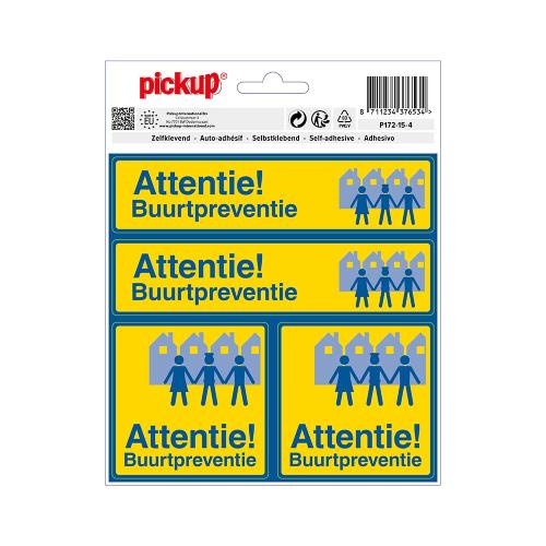 Sticker Attentie buurtpreventie 150x150 mm 4 stuks product photo