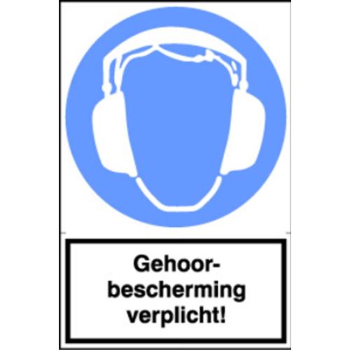 Pictogram gehoorbescherming verplicht PVC zelfklevend rechthoek 200x300mm product photo