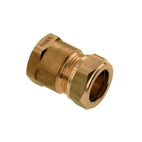 Knelkoppeling messing schroefbus binnendraad x knel 3/4 duims x 22mm lange gasdraad product photo