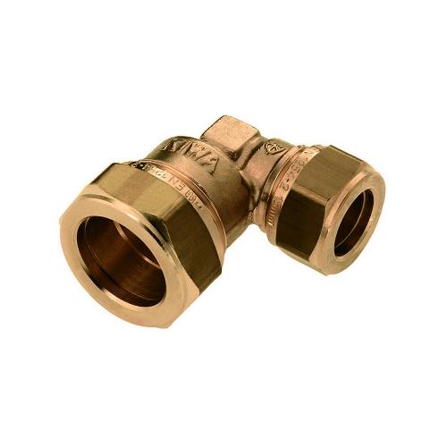 Knelkoppeling messing knie 90 graden verloop 2x knel 22x15mm product photo