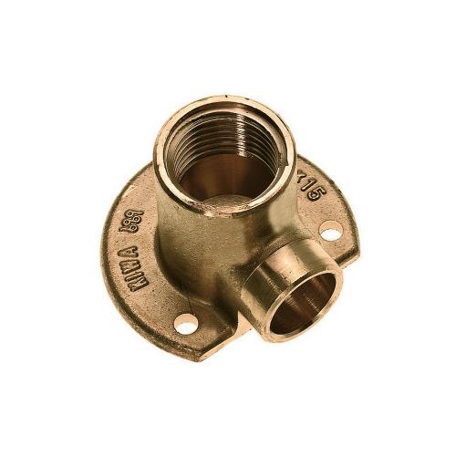 Muurplaat messing laag 1x binnendraad en 1x capillair 1/2 bi x 15 soldeer product photo