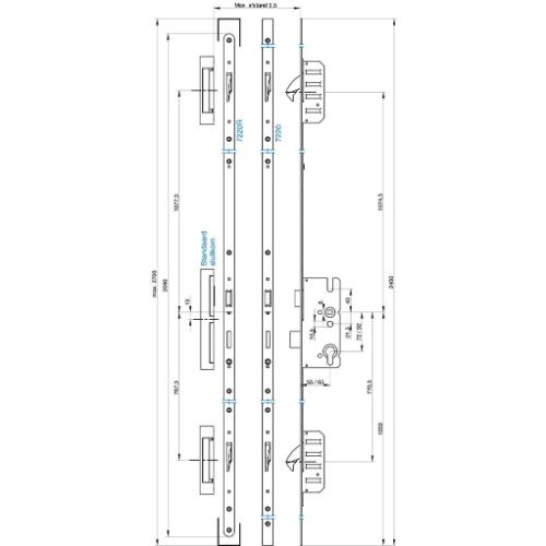 Buva meerpuntssluiting DM55 L2090 PC72 DIN rechts cilinderbediend SKG*** product photo