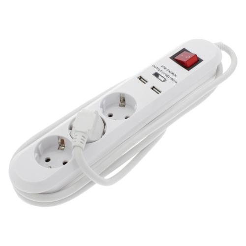 Tafelcontactdoos wit 3xRA 2xUSB m/snoer 1.4m product photo