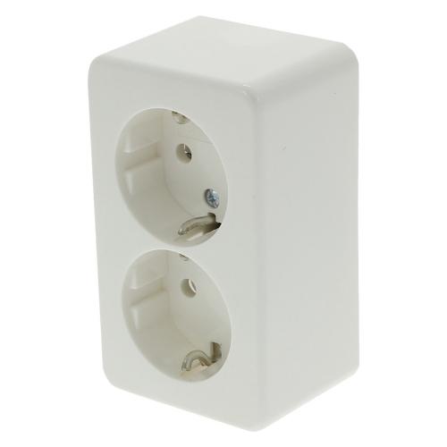 Contactdoos opbouw 2-voudig randaarde polarwit product photo