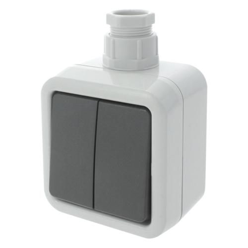 Honeywell Peha schakelaar opbouw serie 2x wip 1 voudig grijs/antraciet Spatwaterdicht IP44 met wartel M20 product photo