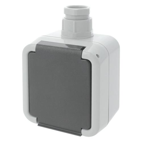 Honeywell Peha wandcontactdoos opbouw 1 voudig Ra grijs/antractiet deksel Spatwaterdicht IP44 met wartel M20 product photo