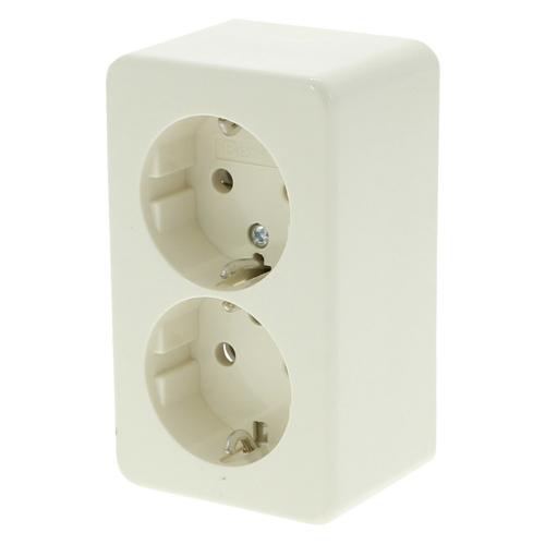 Contactdoos opbouw 2-voudig randaarde creme product photo