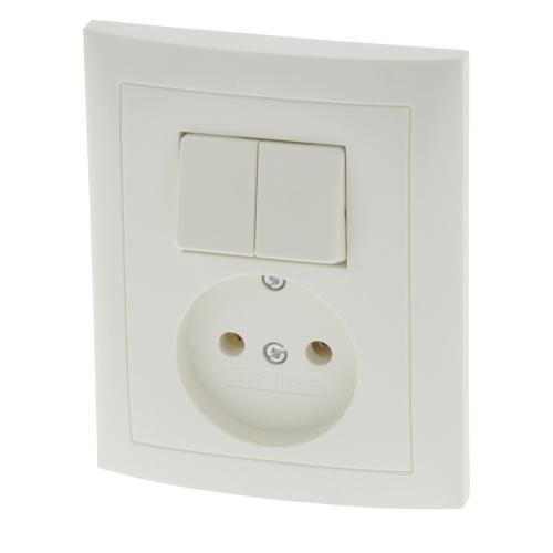 Hager Berker contactdoos combinatie inbouw serie zonder ra creme serie S1 Los Verpakt product photo