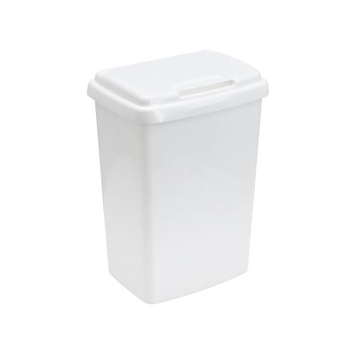 Afvalbak kunststof met vlakdeksel wit product photo