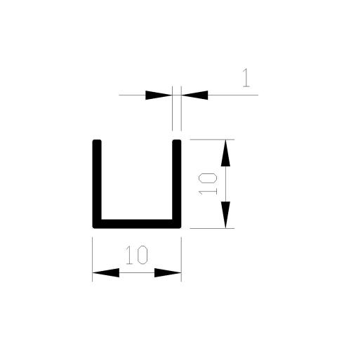 U-profiel aluminium 10x10x10x1mm product photo