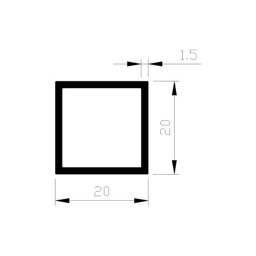 Buis vierkant aluminium 20x20x1.5mm product photo