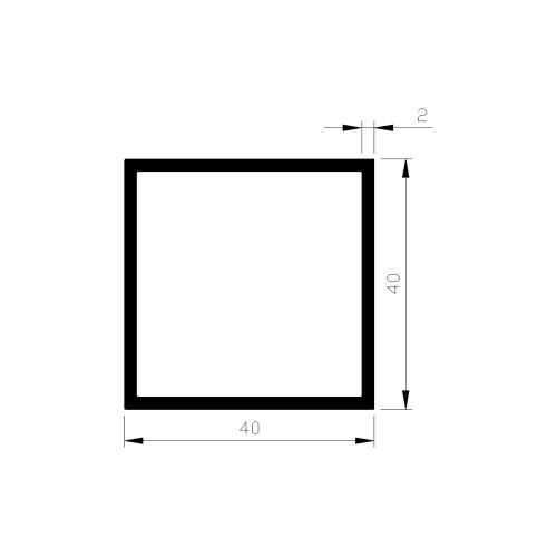 Buis vierkant aluminium 40x40x2.0mm product photo