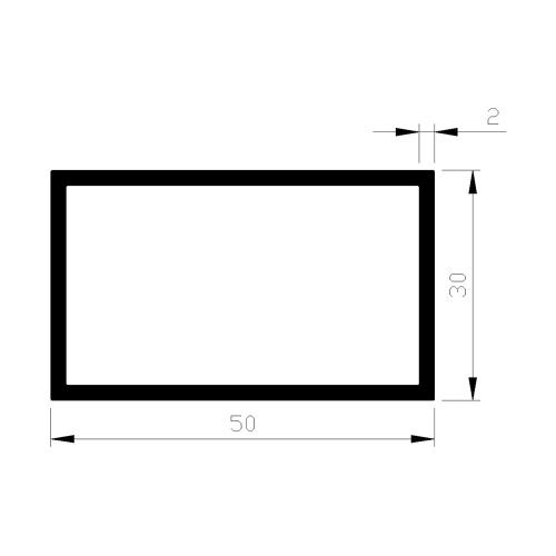 Buis rechthoekig aluminium 50x30x2.0mm product photo