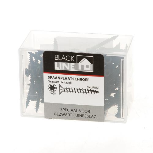 Spaanplaatschroef blackline hcp platkop TX-20 zwart (100st) 3.5X16mm product photo https://media.isero.nl/Isero-IseroNL-Site/images/L/960113_1.jpg L