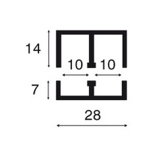 Kunststof rail wit hoog 2x10mm 260cm product photo