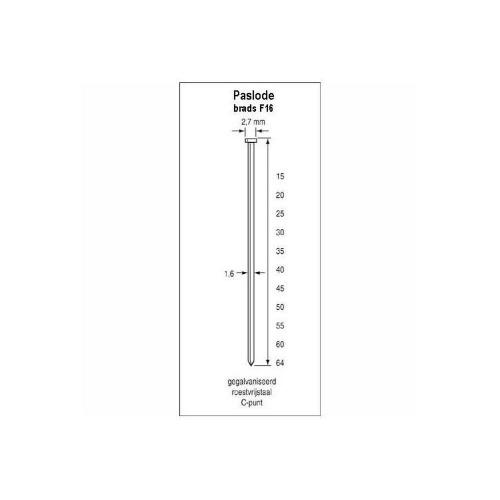 Afwerknagel recht geg. 45mm en 2 gaspatronen 30ml ds = 2000 IM65 F16 PASLODE product photo