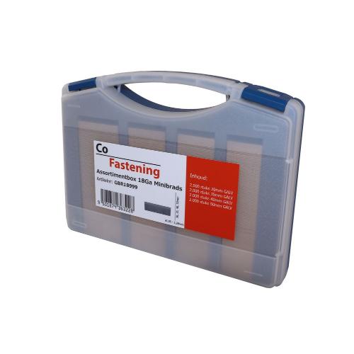 Assortimentsbox minibrads 18Ga 2000x 30/35/40/50mm product photo