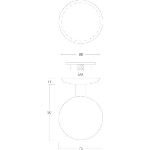 Voordeurknop bol RVS 75mm op achterplaat 66mm éénzijdige montage product photo https://media.isero.nl/Isero-IseroNL-Site/images/L/K0019070_2.jpg L