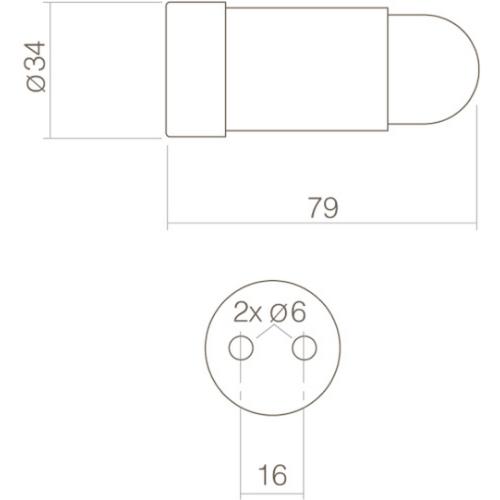 RVS deurstop wandmontage afgerond diameter 32mm product photo https://media.isero.nl/Isero-IseroNL-Site/images/L/K0019215_2.jpg L