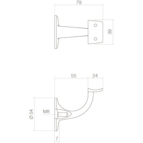 Leuninghouder RVS kleine achterplaat opschroefbaar product photo https://media.isero.nl/Isero-IseroNL-Site/images/L/K0019605_2.jpg L