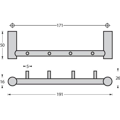 RVS handdoekrek met 4 vaste pinnen product photo https://media.isero.nl/Isero-IseroNL-Site/images/L/K0020715_1.jpg L