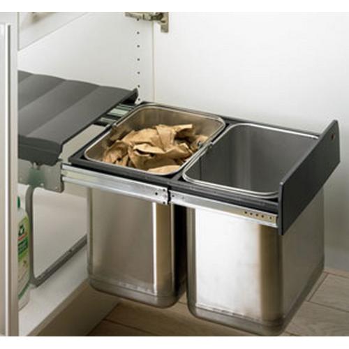 Afvalsysteem Bin.it Duo 2x20ltr. RVS 338X485X385mm product photo