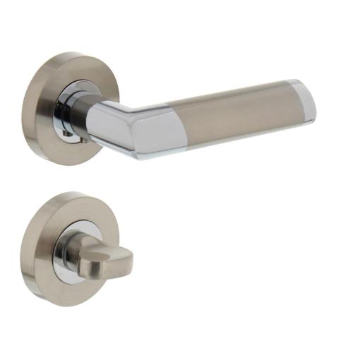 Deurkruk Nicol op rozet rond 7mm nok+WC8mm chroom/nikkel mat product photo
