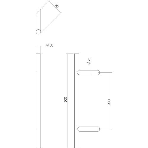 Deurgreep per stuk T-schuin 500x90x30 HoH 300 RVS product photo https://media.isero.nl/Isero-IseroNL-Site/images/L/K0208123_2.jpg L