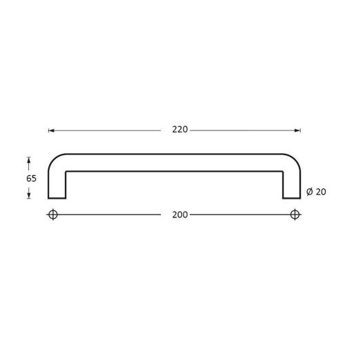 Deurgreep per stuk U-vorm 220x65x20 HoH 200 RVS product photo https://media.isero.nl/Isero-IseroNL-Site/images/L/K0208140_2.jpg L